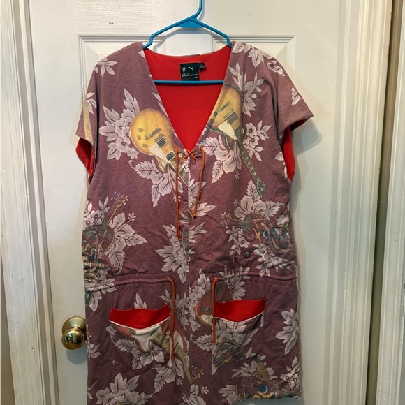 Floral‎ Tunic with Guitar Print - Picture 1 of 3